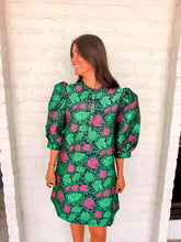 Load image into Gallery viewer, Spring Meadow Floral Navy Jacquard Dress
