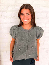 Load image into Gallery viewer, Treat Yourself Floral Charcoal Knit Top