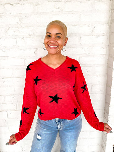 Queen Of Americana Game Day Sweater Red