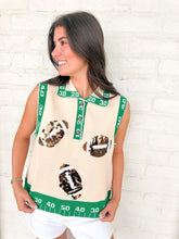 Load image into Gallery viewer, Queen Of Sparkles Beige Field Trim Sequin Football Button Up Knit Tank