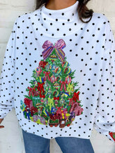 Load image into Gallery viewer, Queen Of Sparkles White &amp; Black Polka Dot Multi Christmas Tree Mockneck
