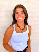 Load image into Gallery viewer, Large Heart Orange Bead Necklace