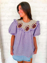 Load image into Gallery viewer, Vintage Smock Purple Gameday Top