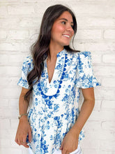 Load image into Gallery viewer, Right Place Ahead Blue Floral Top
