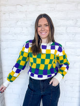 Load image into Gallery viewer, Queen of Mardi Checkered Sweater