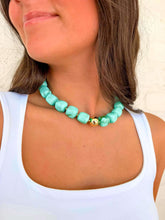 Load image into Gallery viewer, Large Turquoise Marble Bead Necklace
