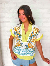 Load image into Gallery viewer, THML Lemons And Flowers Cream Top