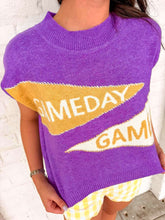 Load image into Gallery viewer, Happy Gameday Purple Knit Sweater