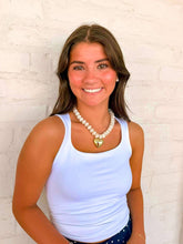 Load image into Gallery viewer, Large Heart White Bead Necklace
