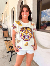 Load image into Gallery viewer, Queen Of Sparkles Licensed LSU Mascot Butterfly Tee