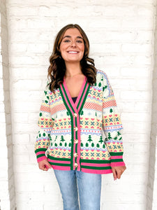 Queen Of Christmas Print Cardigan Multi