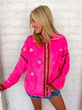 Load image into Gallery viewer, Queen Of Sparkles Hot Pink Rhinestone Zip Up Fleece
