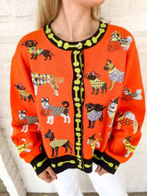 Load image into Gallery viewer, Queen Of Sparkles Orange Halloween Dog Cardigan