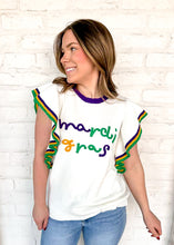 Load image into Gallery viewer, Festive For Mardi Gras Ruffle Top