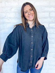 Taking Compliments Black Denim Top