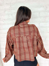 Load image into Gallery viewer, Queen Of Sparkles Brown Plaid Turkey Ruffle Patch Button Up