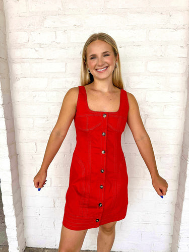 Friends For Better Red Denim Dress