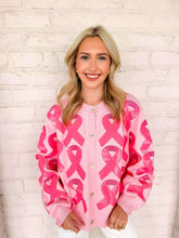 Load image into Gallery viewer, Queen Of Sparkles Pink Breast Cancer Ribbon Cardigan