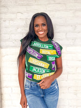 Load image into Gallery viewer, Queen Of Sparkles Nola Street Signs Dark Green Knit Top