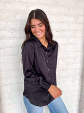 Load image into Gallery viewer, Search For More Black Satin Top