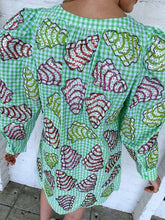 Load image into Gallery viewer, Queen Of Sparkles Green Gingham Christmas Tree Cookies Cotton Dress