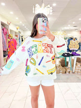Load image into Gallery viewer, Queen Of Sparkles Beige Multi Teach Scattered Icon Sweatshirt