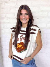 Load image into Gallery viewer, Queen of Sparkles Gobble Gobble Brown Stripe Short Sleeve Top