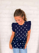 Load image into Gallery viewer, Polka Dot Power Navy Top