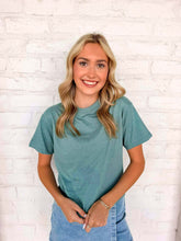 Load image into Gallery viewer, Fill My Cup Cropped Heather Ash Jade Tee