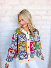 Load image into Gallery viewer, Queen Of Sparkles Pastel Colorblock Santa Button Up Cardigan