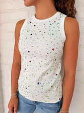 Load image into Gallery viewer, Queen Of Sparkles White Multi Rhinestone Tank Top