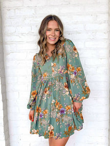 Floral Fields Green Dress