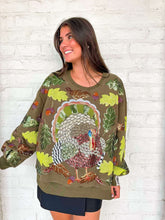 Load image into Gallery viewer, Queen Of Sparkles Olive Green Multi Turkey &amp; Leaves Sweatshirt