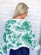 Load image into Gallery viewer, Queen Of Sparkles Green &amp; White Christmas Twall Feather Sleeve Sweater