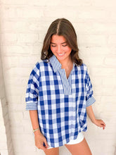 Load image into Gallery viewer, Checkered Craze Blue Top