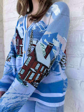 Load image into Gallery viewer, Queen Of Sparkles Blue &amp; White Snow Town Cardigan