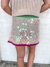 Load image into Gallery viewer, Queen Of Sparkles Ivory &amp; Tan Striped Shell Crochet Skirt
