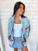Load image into Gallery viewer, Queen Of Sparkles Light Blue Rhinestone Zip Up Fleece