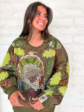 Load image into Gallery viewer, Queen Of Sparkles Olive Green Multi Turkey &amp; Leaves Sweatshirt