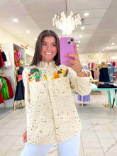 Load image into Gallery viewer, Queen Of Sparkles Beige Rhinestone Fall Pocket Button Up