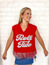 Load image into Gallery viewer, Queen Of Sparkles Alabama Feather Bottom Tank Sweater