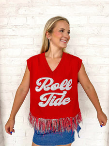 Queen Of Sparkles Alabama Feather Bottom Tank Sweater