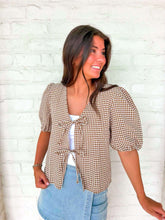 Load image into Gallery viewer, Cozy Cabin Bow Brown Top