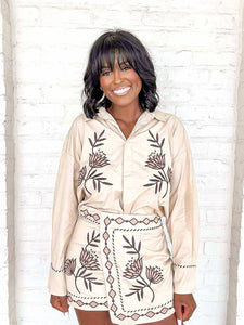Sail Away Taupe Embroidered Set