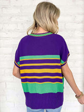 Load image into Gallery viewer, Mardi Gras Varsity Sweater Top