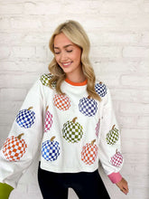 Load image into Gallery viewer, Jordan Amanda Sparkly Gingham Disco Pumpkins Sweatshirt