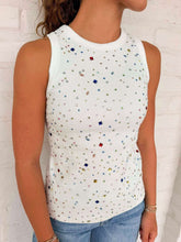 Load image into Gallery viewer, Queen Of Sparkles White Multi Rhinestone Tank Top