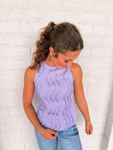 Load image into Gallery viewer, Queen Of Sparkles Lavender Wavy Rhinestone Tank
