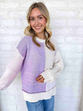 Load image into Gallery viewer, Open Minded Lilac Color Block Sweater