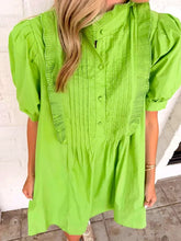 Load image into Gallery viewer, Deal With It Green Puff Sleeve Dress